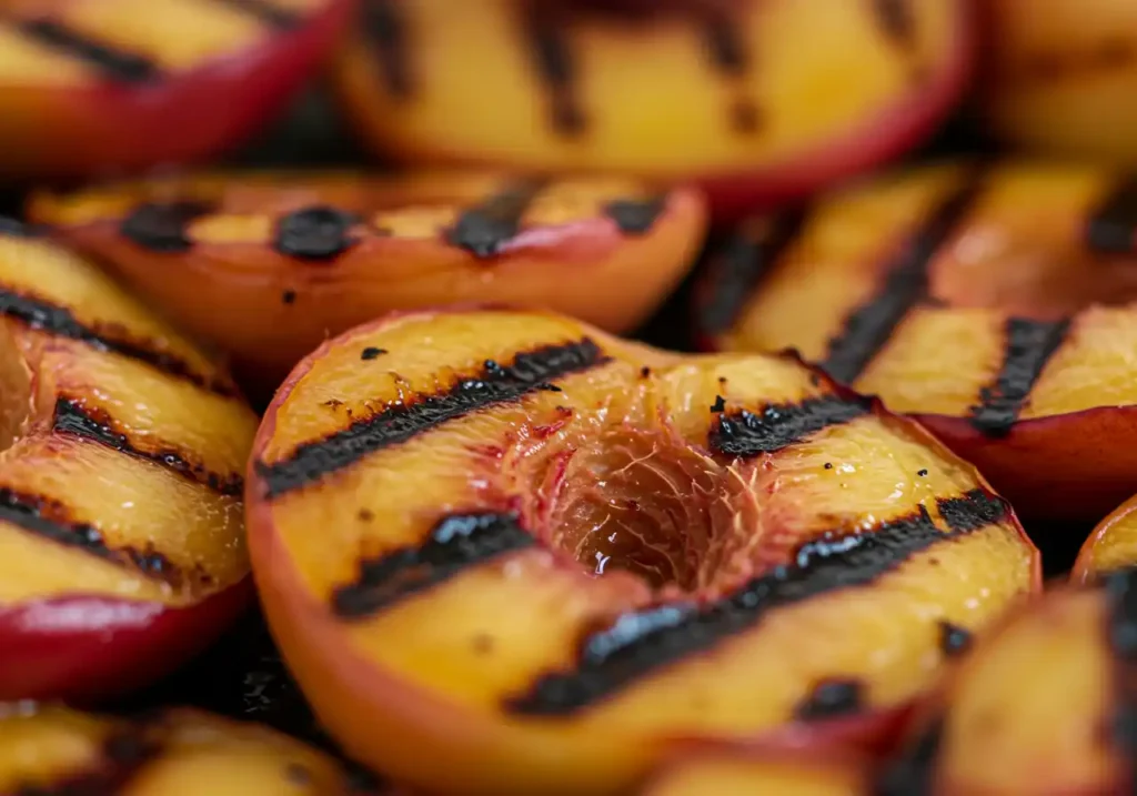 Grilled Nectarine Salad: A Sweet and Savory Summer Delight by Chef Bin Jaoe 3 Bin Recipes A close-up of the perfect grilled nectarine with grill marks