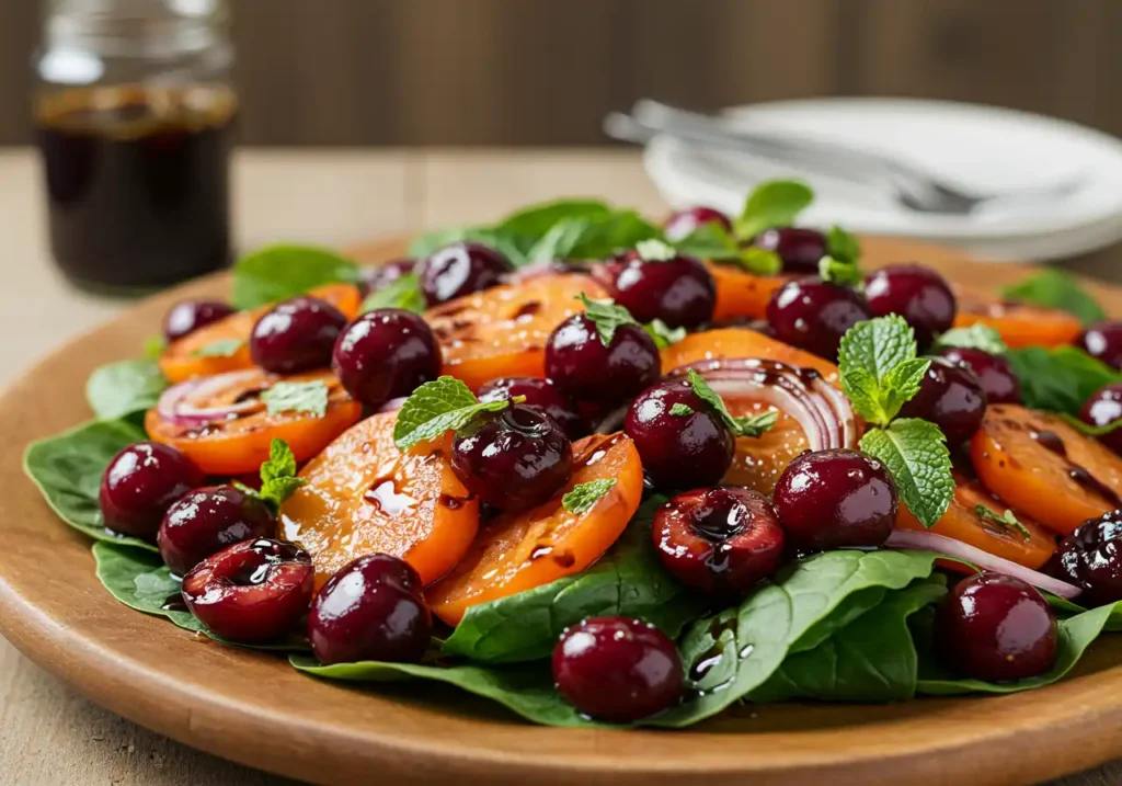 Roasted Cherry Salad: A Sweet and Savory Delight by Chef Bin Jaoe 3 Bin Recipes Roasted Cherry Salad served with a balsamic vinaigrette