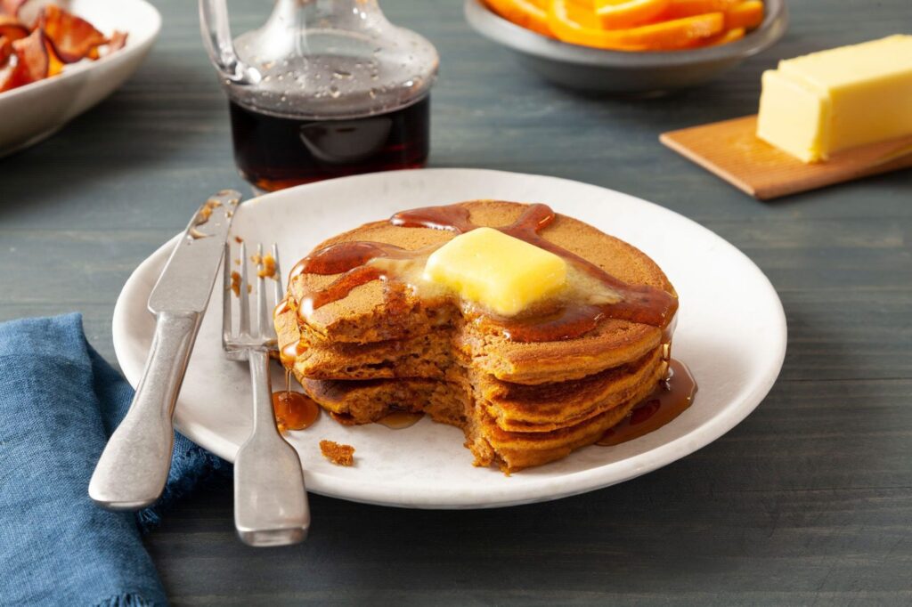 Easy Breakfast Recipes to Brighten Your Mornings 1 Bin Recipes 25 Pumpkin Breakfast Recipes Pumpkin Pancakes FT23 82264 JR 1011 7 FT Bin Recipes