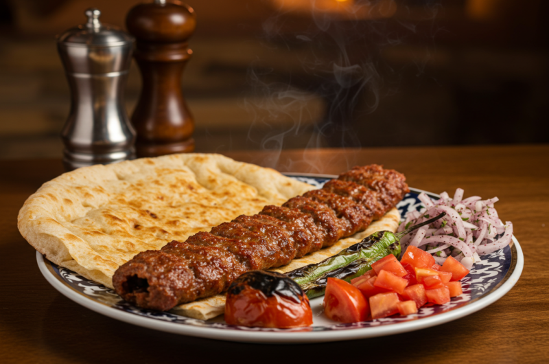 Turkish Adana Kebab with Flatbread