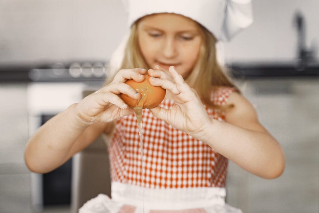 Why Go Egg-Free for Breakfast? 1 Bin Recipes little girl cook dough cookies Bin Recipes