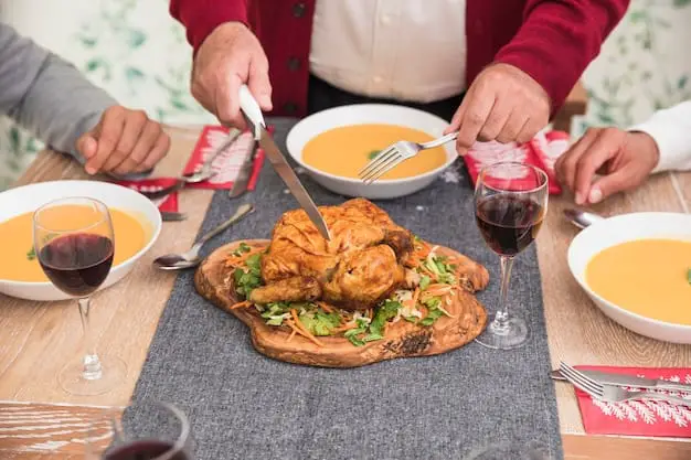 Fusion Dinner Ideas for Family Meals: Blending Cultures, Flavors, and Fun 1 Bin Recipes old man cutting baked chicken festive table 23 2147973677 Bin Recipes
