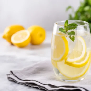 Ginger lemon fat-burning drink with fresh ingredients for detox and weight loss