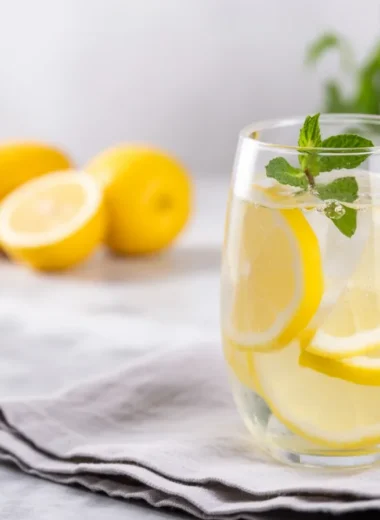 Ginger lemon fat-burning drink with fresh ingredients for detox and weight loss