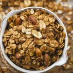 Bowl of healthy granola with oats, nuts, and seeds, perfect for weight loss.